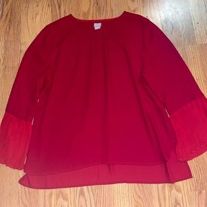 Chico’s red blouse with detailed sleeves